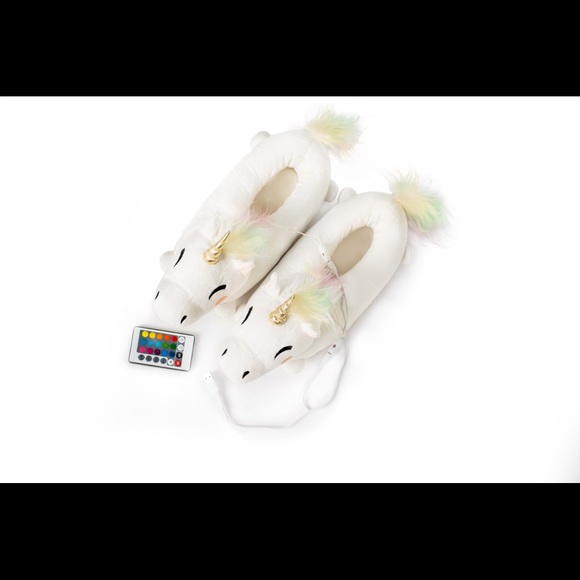 COPY - Unicorn Womens Light Up Plush Slippers with Remote - Picture 7 of 7